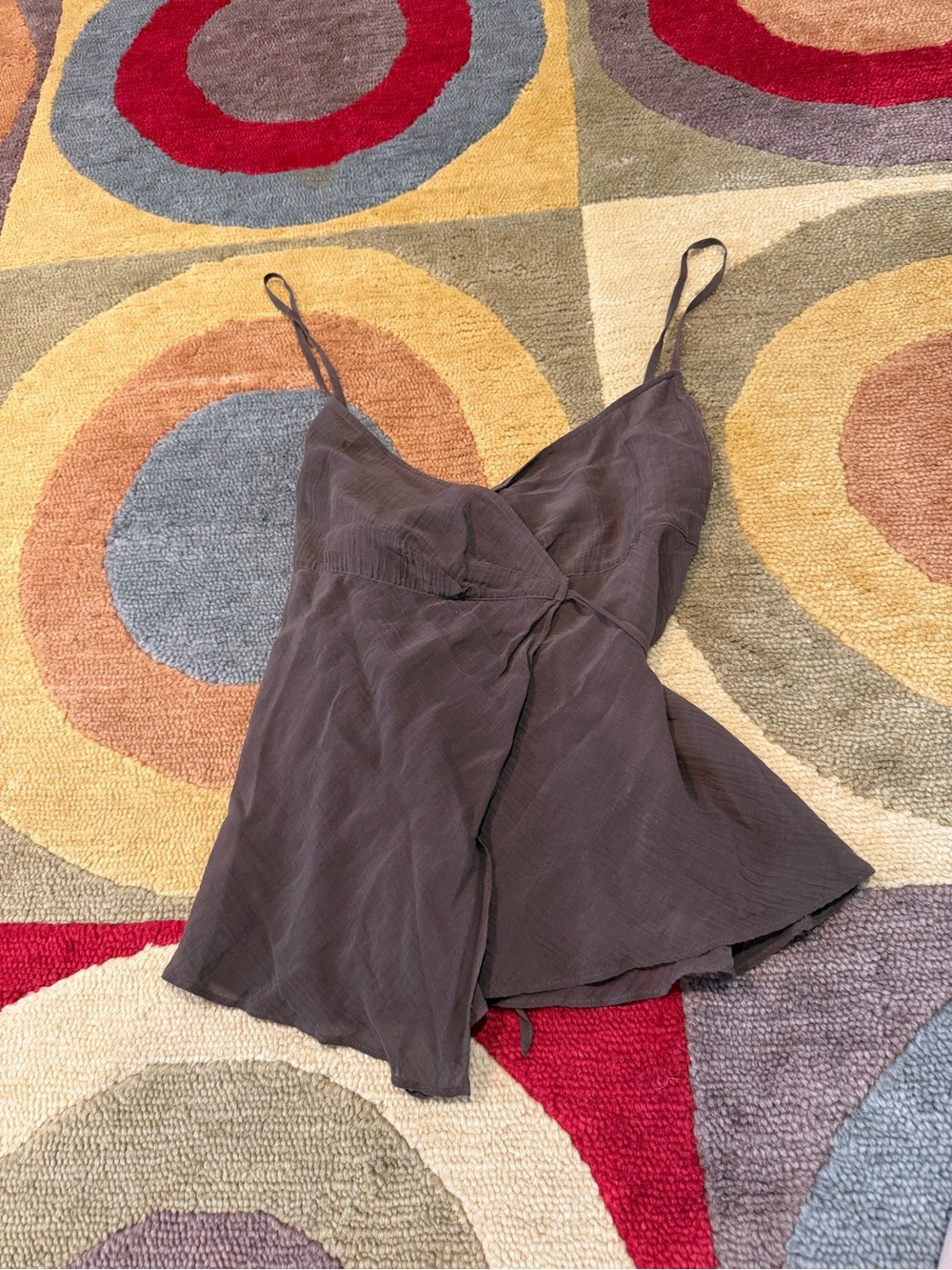 Theory Brown Wrap Spaghetti Strap Tank Top Blouse 74% Cotton 26% Silk Size Small